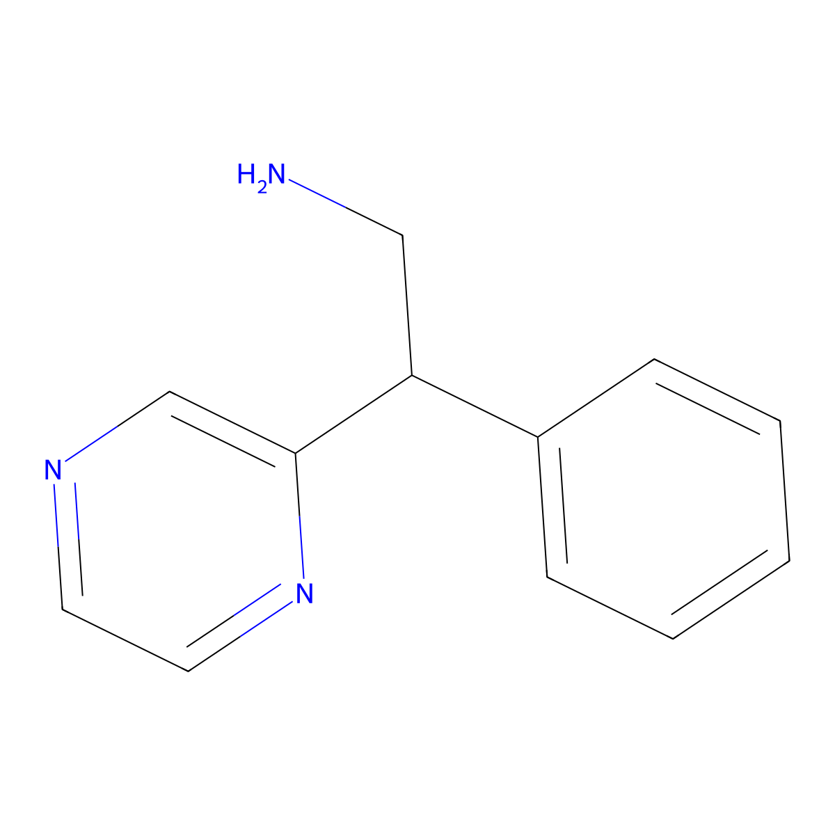 2-Phenyl-2-(pyrazin-2-yl)ethan-1-amine molecular structure, CAS 1538699-60-3