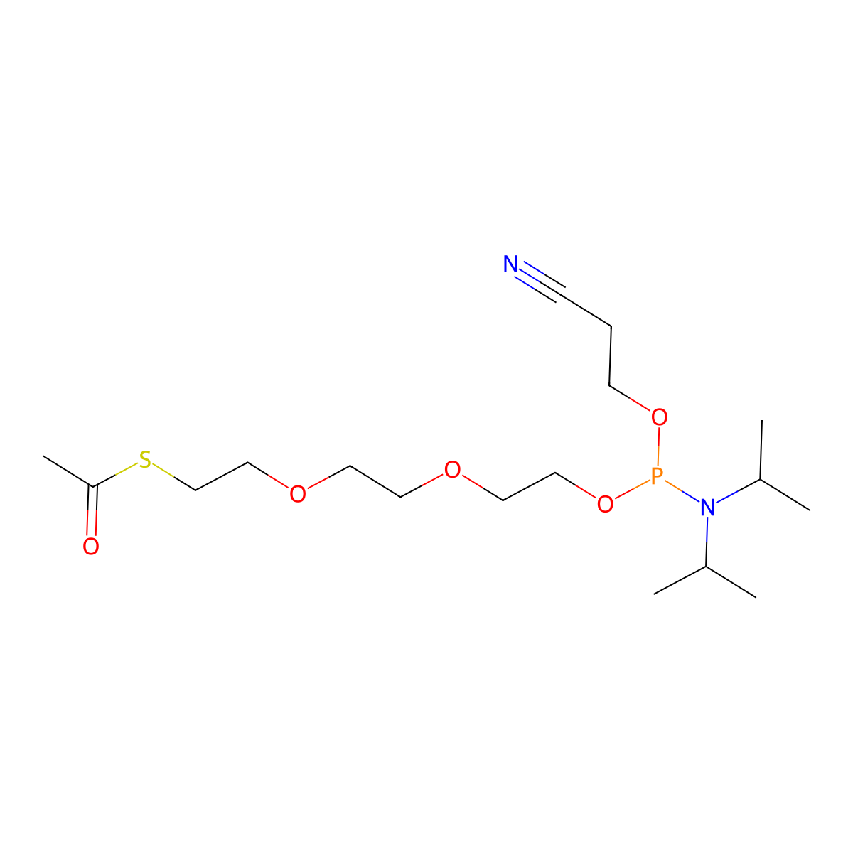 Thio(Ac)-PEG3 amidite molecular structure, CAS 153870-21-4