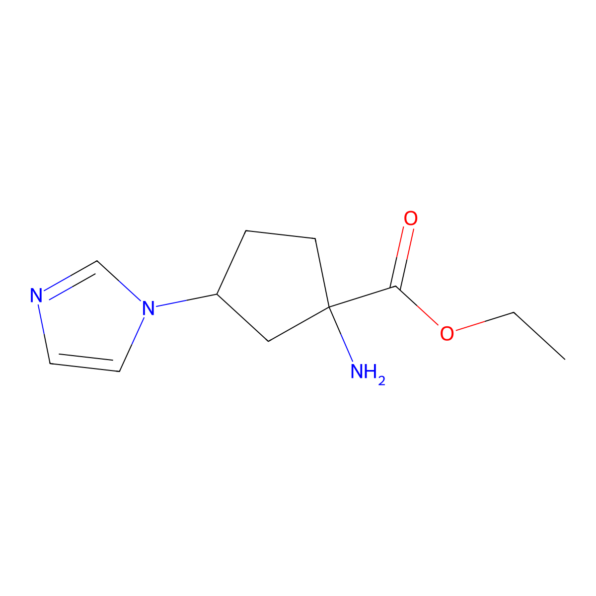 Ethyl 1-amino-3-(1h-imidazol-1-yl)cyclopentane-1-carboxylate molecular structure, CAS 1538705-20-2