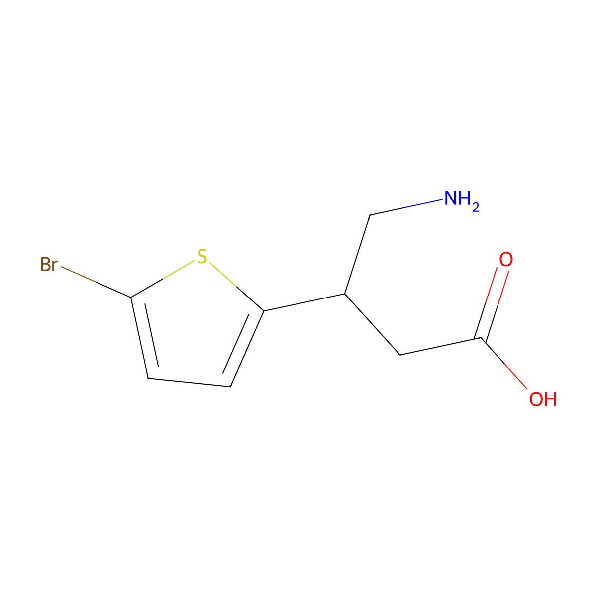 4-amino-3-(5-bromothiophen-2-yl)butanoic Acid molecular structure, CAS 153871-09-1