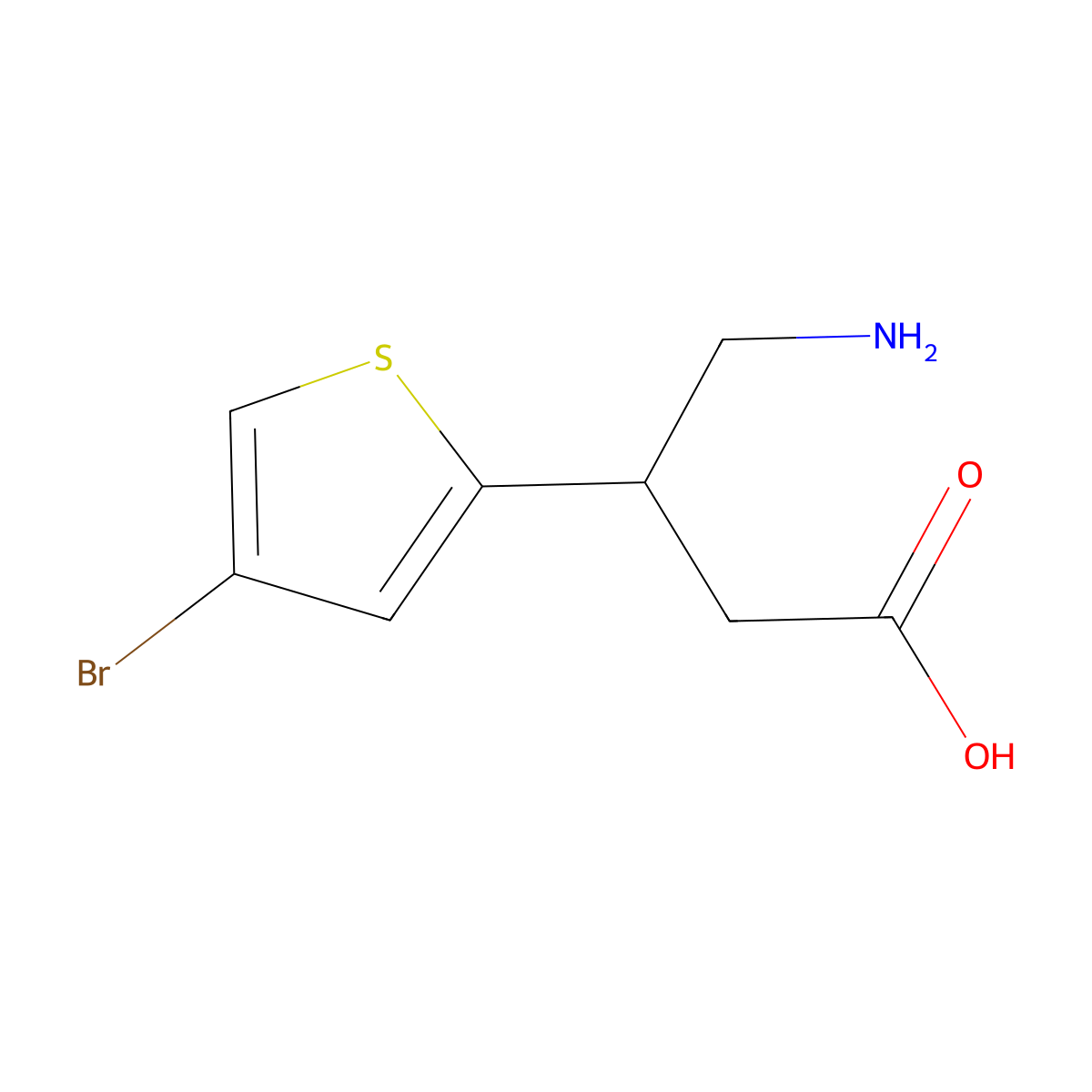 4-Amino-3-(4-bromothiophen-2-yl)butanoic acid molecular structure, CAS 153871-10-4