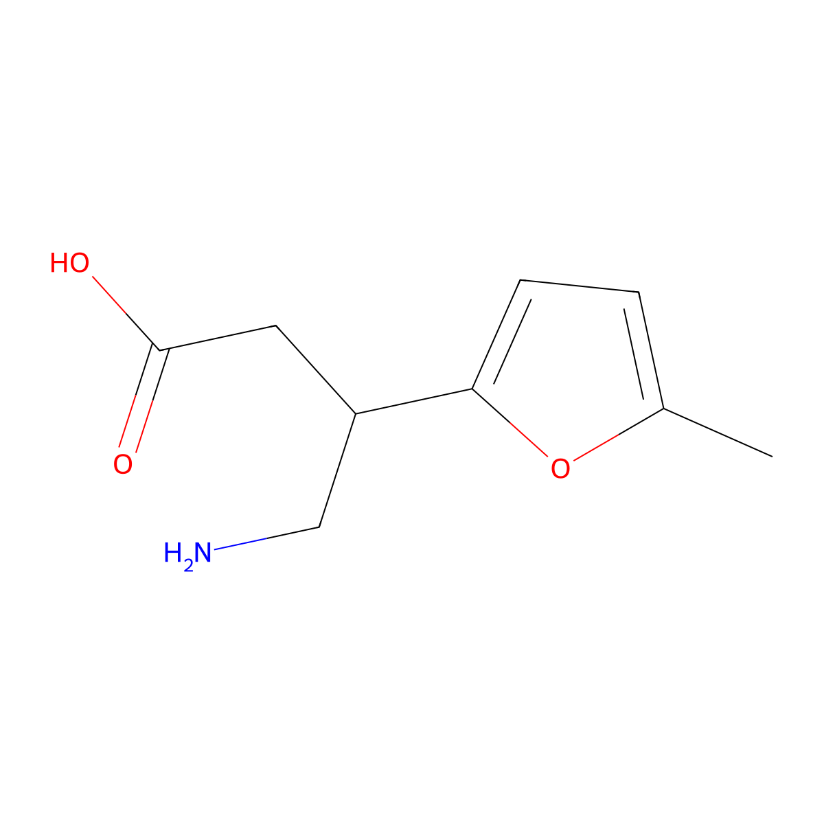 4-Amino-3-(5-methylfuran-2-yl)butanoic acid molecular structure, CAS 153871-12-6