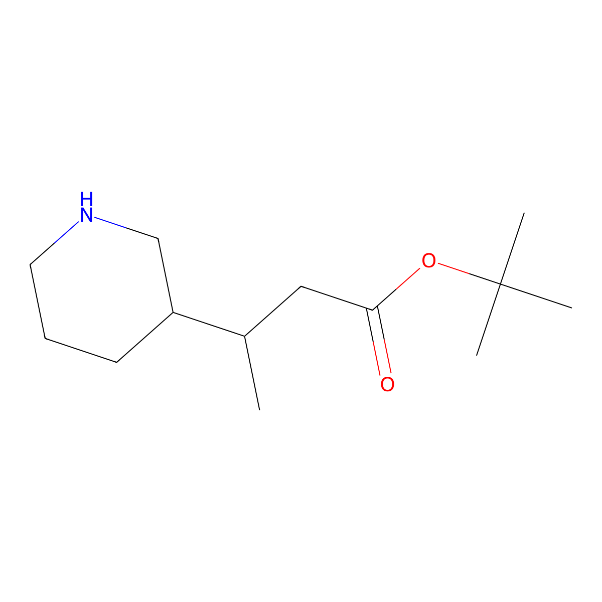 Tert-butyl 3-(piperidin-3-yl)butanoate molecular structure, CAS 1538722-68-7