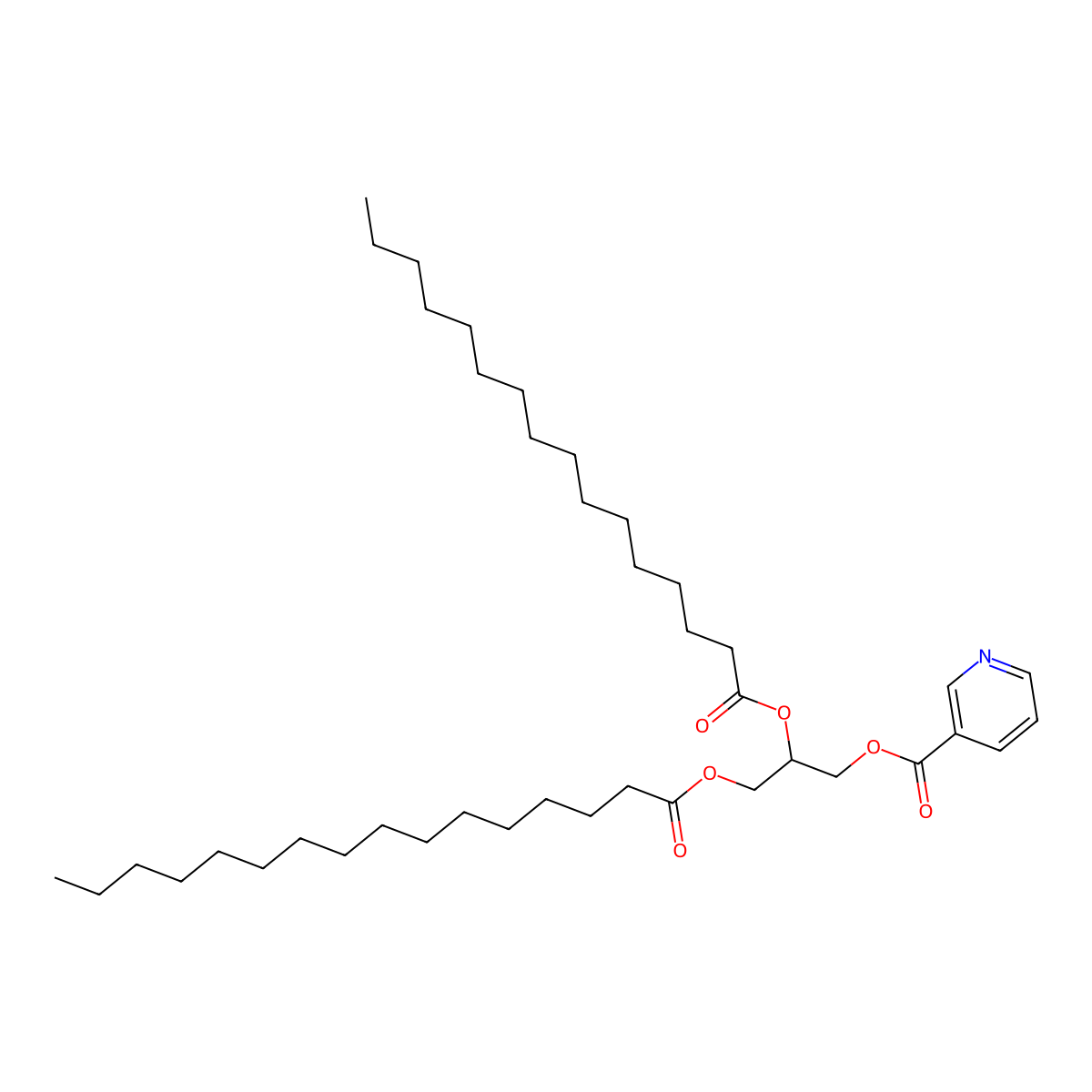 3-Pyridinecarboxylic acid, 2,3-bis((1-oxohexadecyl)oxy)propyl ester molecular structure, CAS 153874-14-7