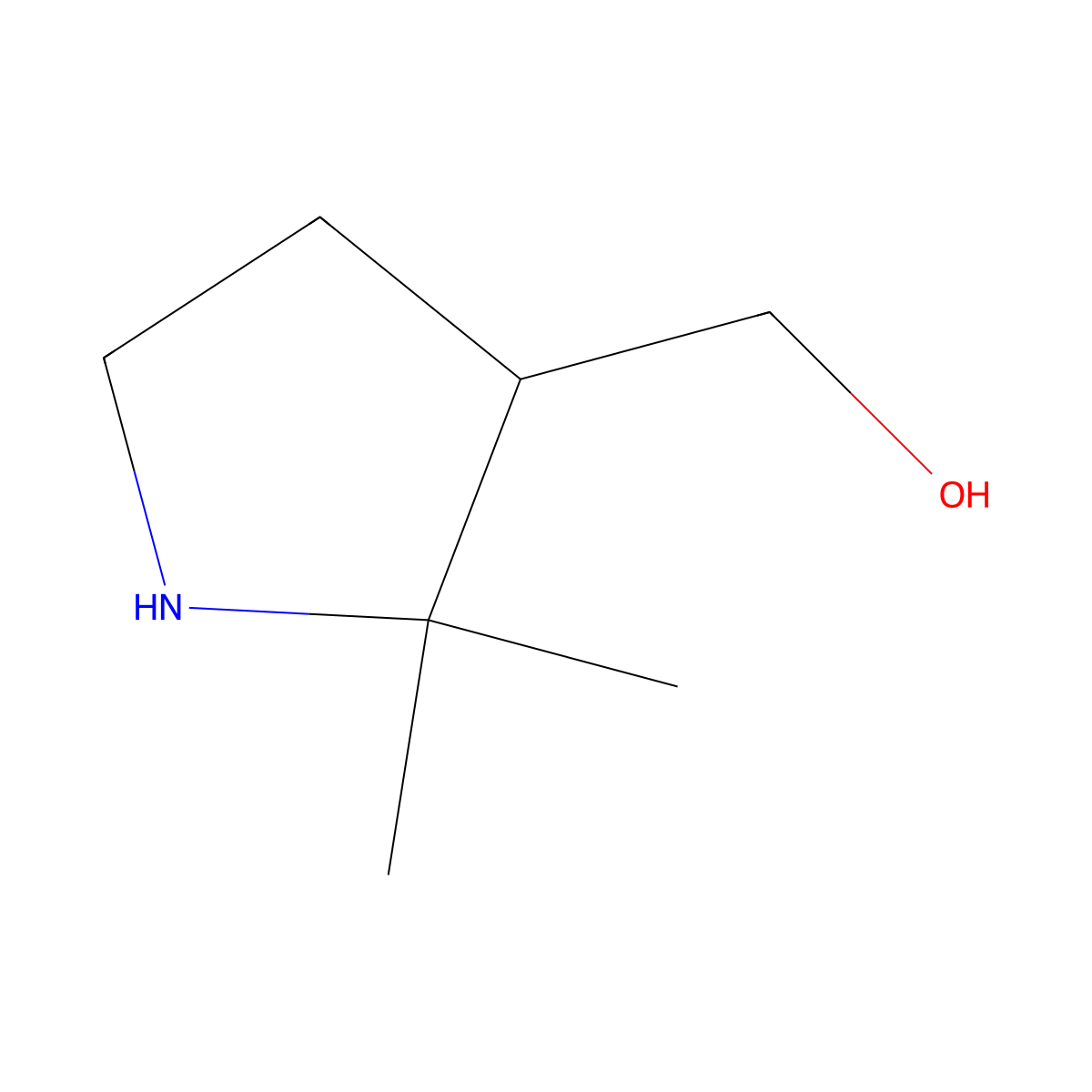 (2,2-Dimethylpyrrolidin-3-yl)methanol molecular structure, CAS 1538745-87-7