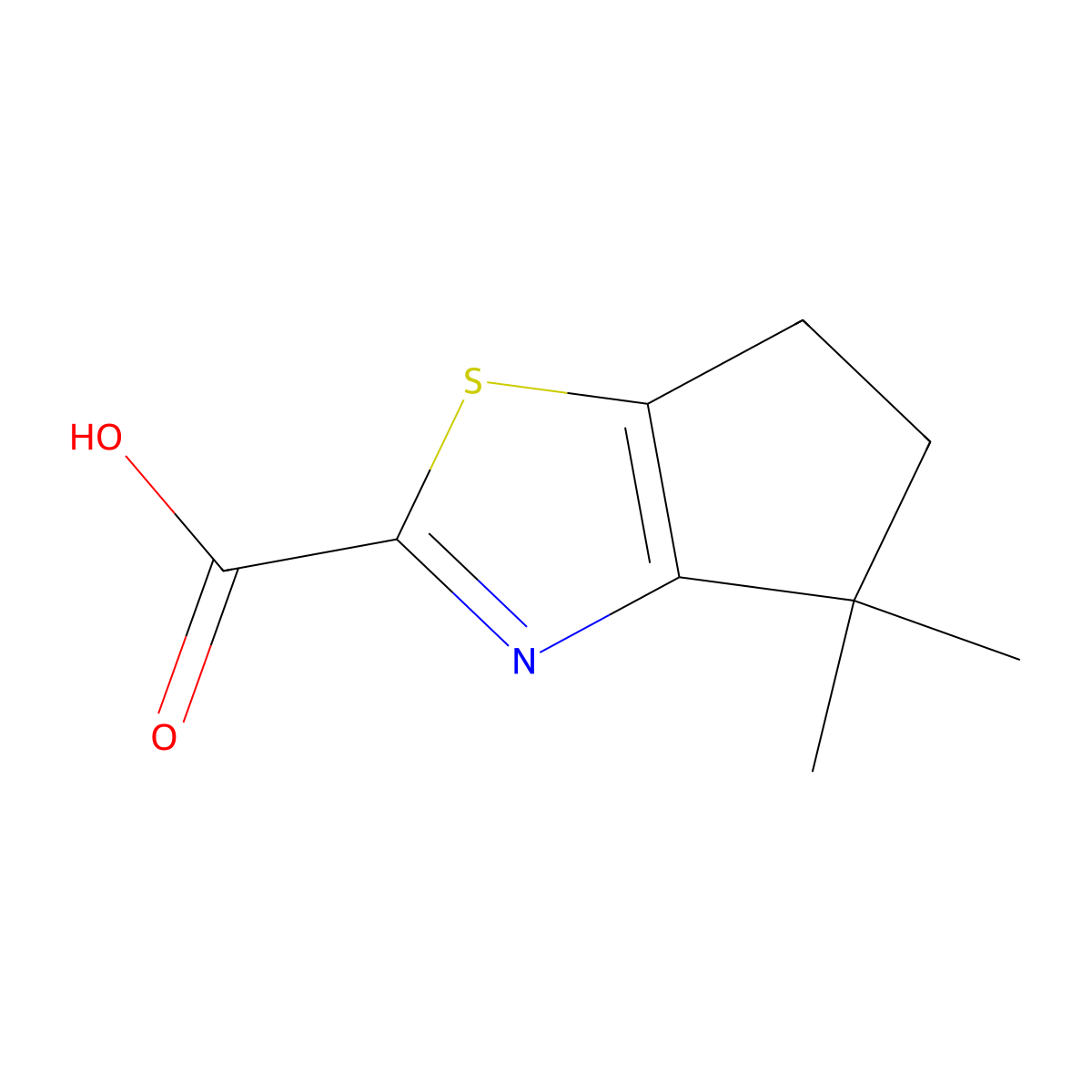 4,4-dimethyl-4H,5H,6H-cyclopenta[d][1,3]thiazole-2-carboxylic acid molecular structure, CAS 1538756-80-7