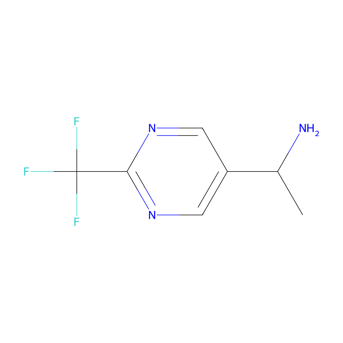 1-[2-(Trifluoromethyl)pyrimidin-5-yl]ethan-1-amine molecular structure, CAS 1538757-63-9