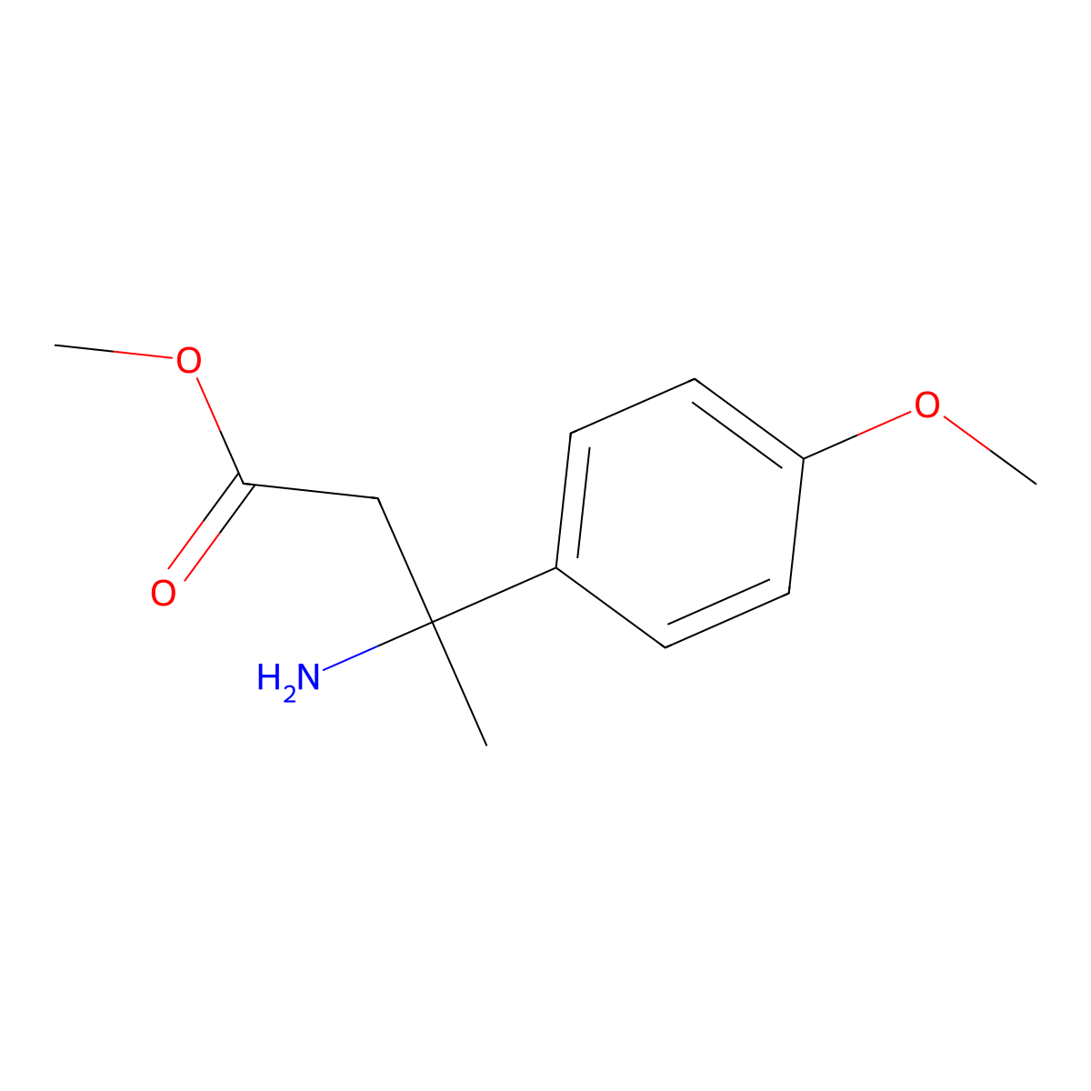 Methyl 3-amino-3-(4-methoxyphenyl)butanoate molecular structure, CAS 1538760-89-2