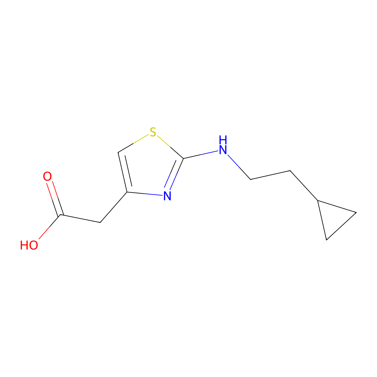 2-{2-[(2-Cyclopropylethyl)amino]-1,3-thiazol-4-yl}acetic acid molecular structure, CAS 1538769-14-0