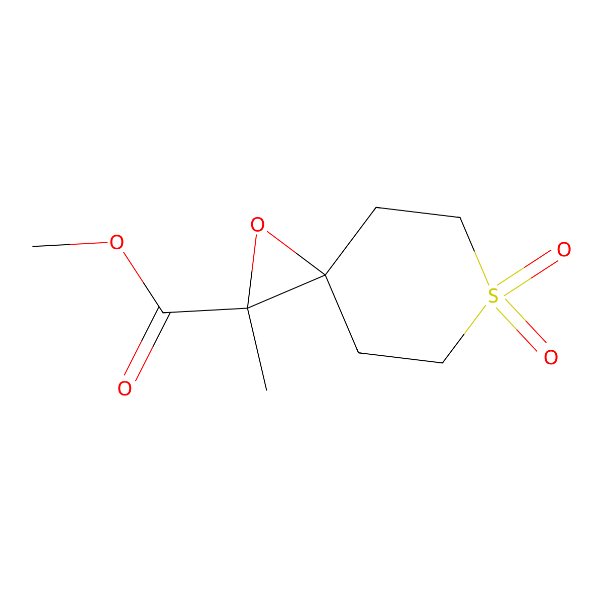Methyl 2-methyl-1-oxa-6-thiaspiro[2.5]octane-2-carboxylate 6,6-dioxide molecular structure, CAS 1538769-15-1