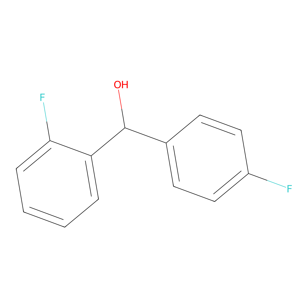 (2-Fluorophenyl)(4-fluorophenyl)methanol molecular structure, CAS 153877-53-3