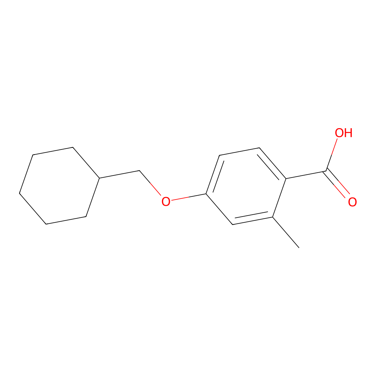 4-(Cyclohexylmethoxy)-2-methylbenzoic acid molecular structure, CAS 1538772-11-0