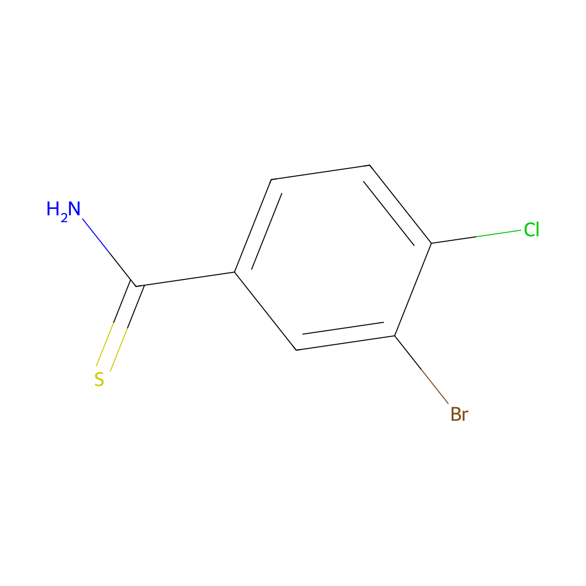 3-Bromo-4-chlorobenzene-1-carbothioamide molecular structure, CAS 1538774-45-6