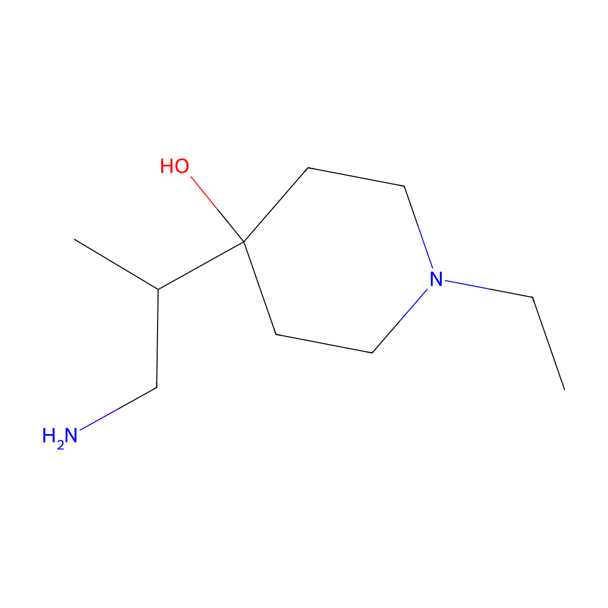 4-(1-Aminopropan-2-yl)-1-ethylpiperidin-4-ol molecular structure, CAS 1538775-19-7