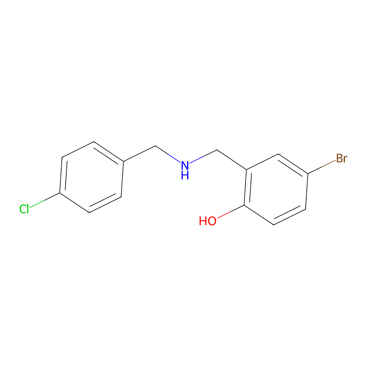 4-Bromo-2-{[(4-chlorobenzyl)amino]methyl}phenol molecular structure, CAS 1538798-16-1