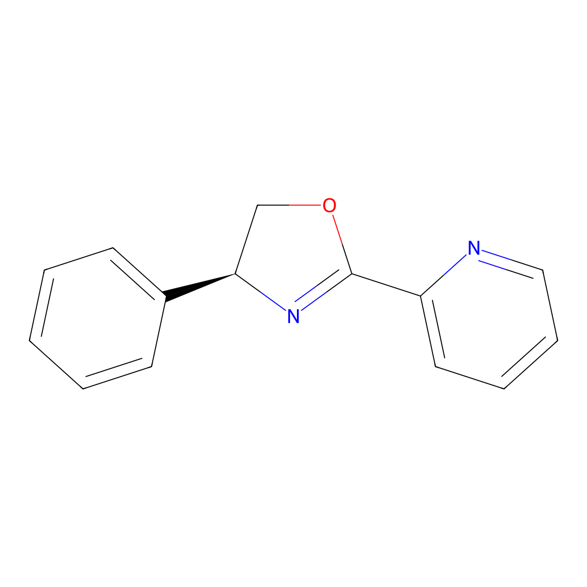 (S)-4-Phenyl-2-(pyridin-2-yl)-4,5-dihydrooxazole molecular structure, CAS 153880-57-0