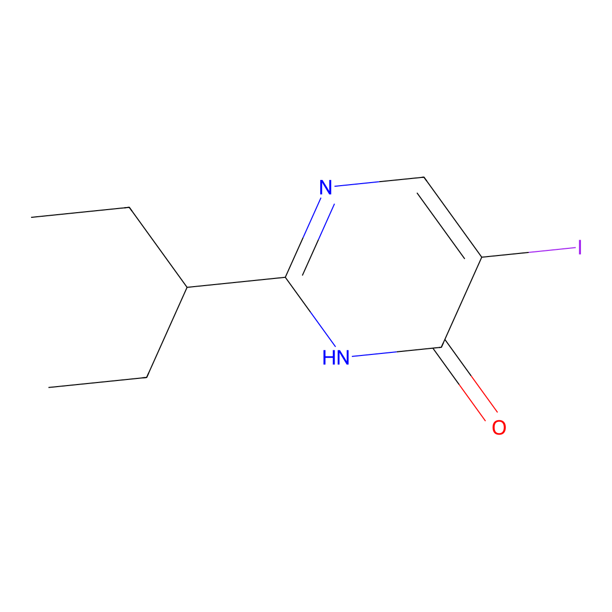 5-Iodo-2-(pentan-3-yl)-3,4-dihydropyrimidin-4-one molecular structure, CAS 1538809-19-6