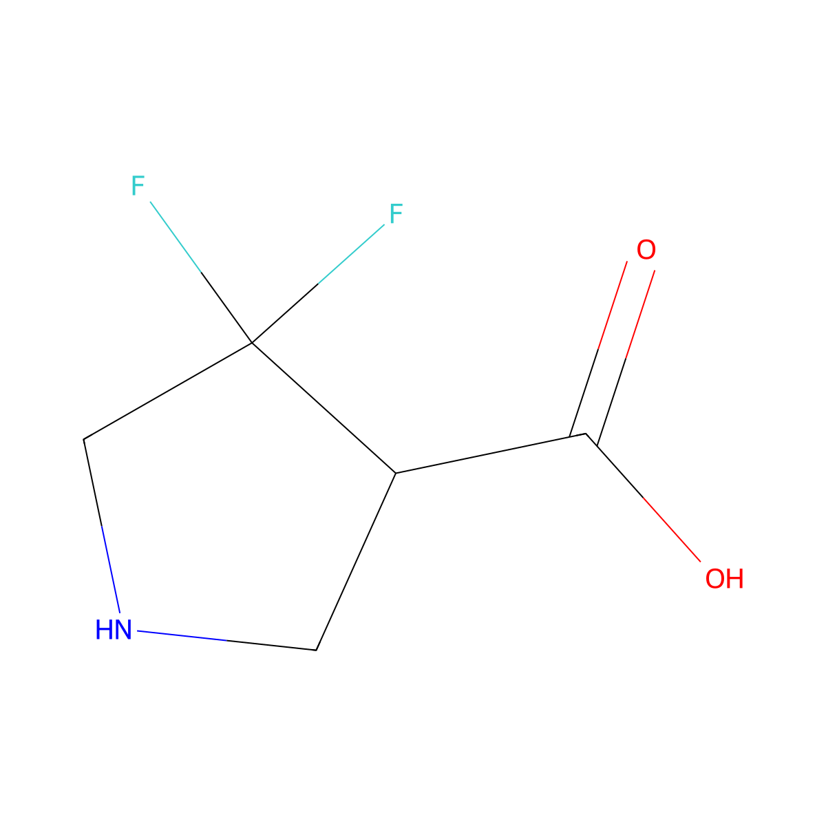 4,4-Difluoropyrrolidine-3-carboxylic acid molecular structure, CAS 1538809-33-4