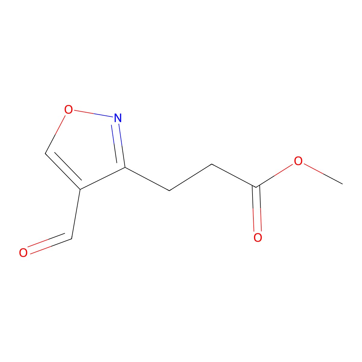 Methyl 3-(4-formyl-1,2-oxazol-3-yl)propanoate molecular structure, CAS 153881-73-3
