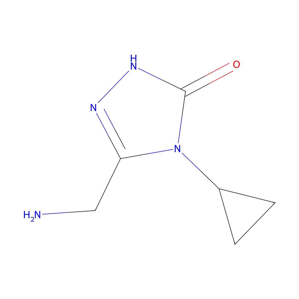 3-(aminomethyl)-4-cyclopropyl-4,5-dihydro-1H-1,2,4-triazol-5-one molecular structure, CAS 1538844-74-4
