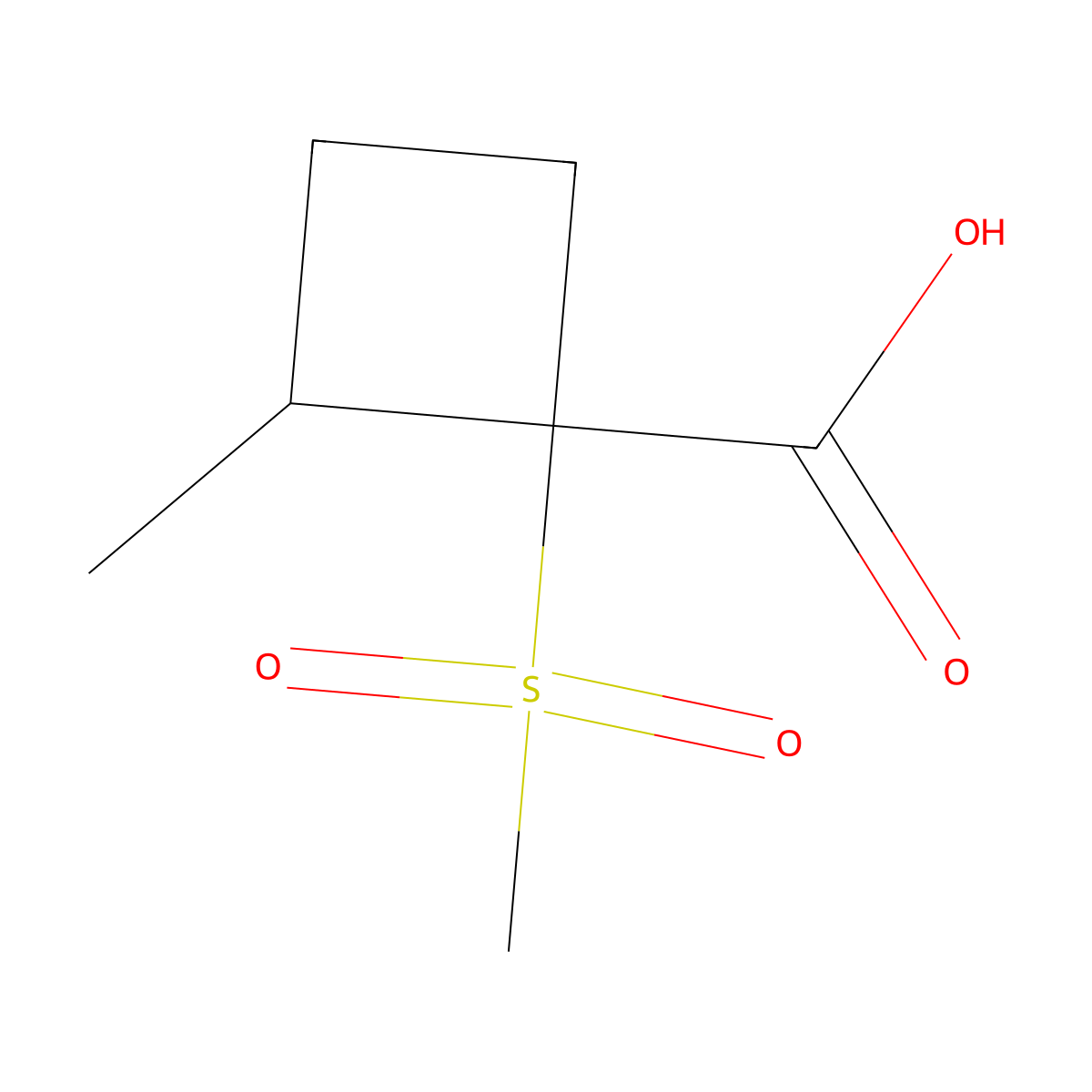1-Methanesulfonyl-2-methylcyclobutane-1-carboxylic acid molecular structure, CAS 1538863-46-5