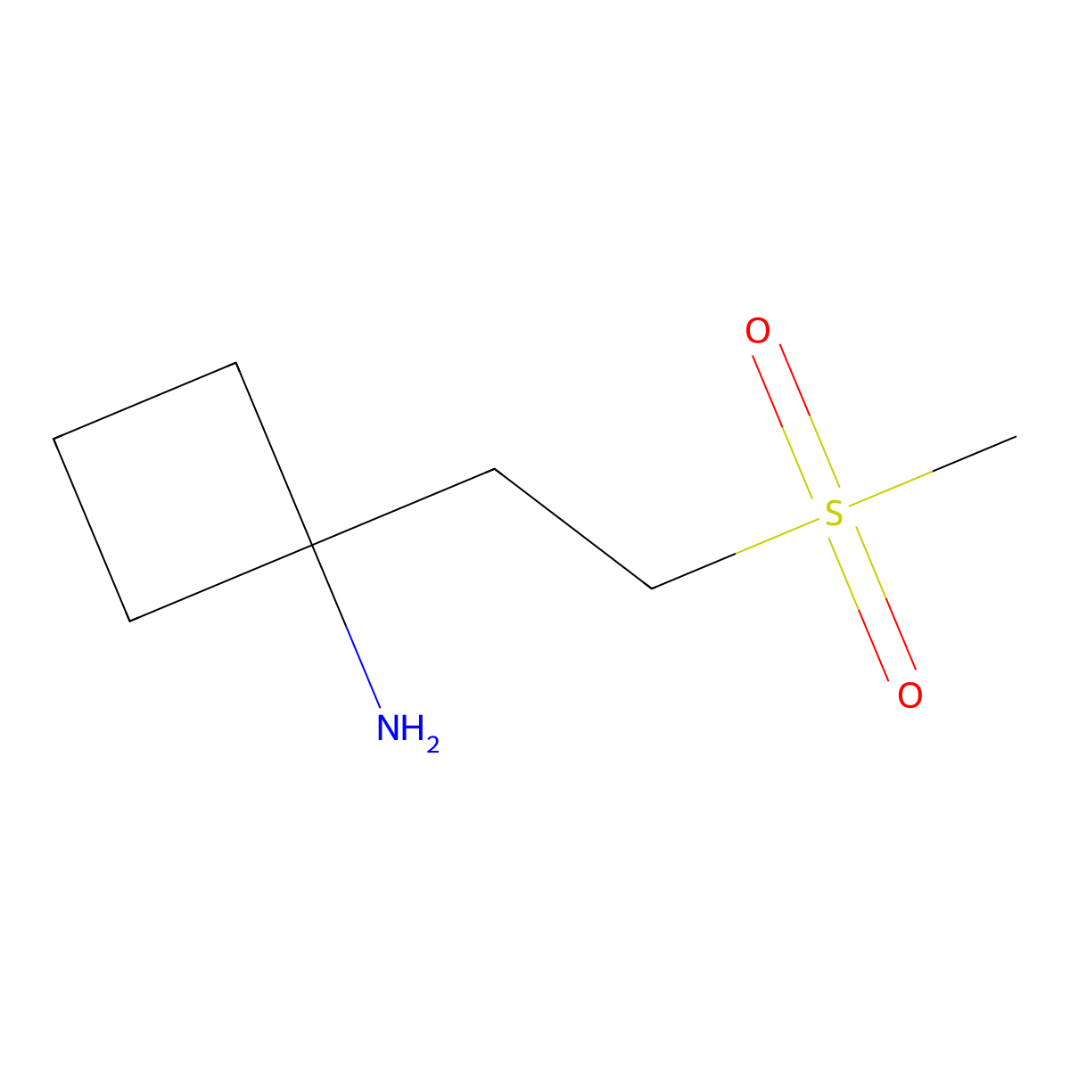 1-(2-Methanesulfonylethyl)cyclobutan-1-amine molecular structure, CAS 1538879-52-5