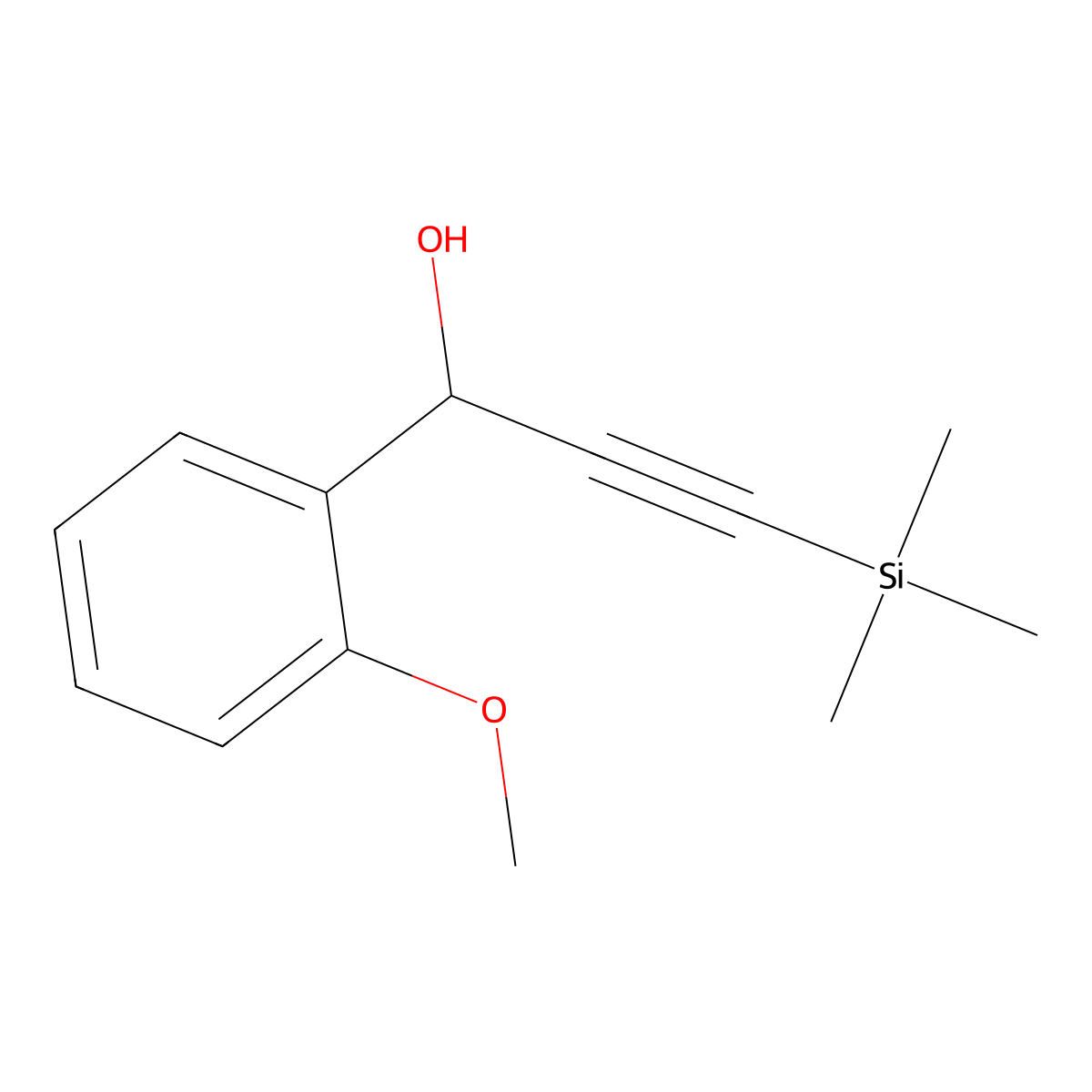 1-(2-Methoxyphenyl)-3-(trimethylsilyl)prop-2-yn-1-ol molecular structure, CAS 153889-90-8
