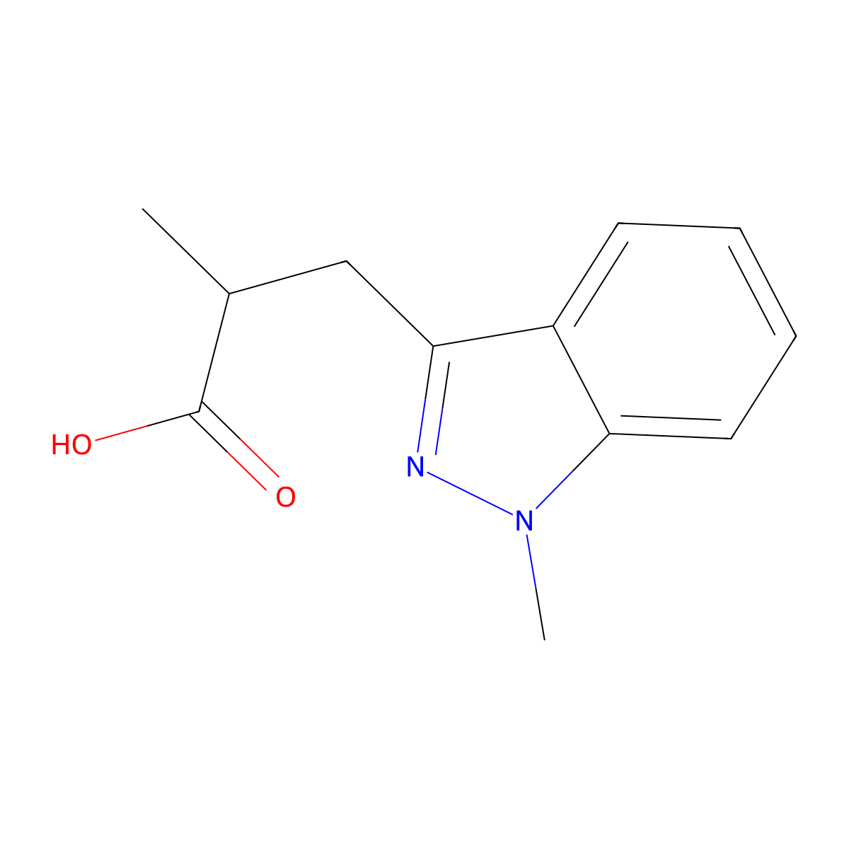 2-Methyl-3-(1-methyl-1h-indazol-3-yl)propanoic acid molecular structure, CAS 1538927-87-5