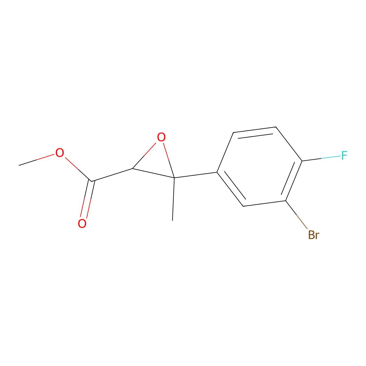 Methyl 3-(3-bromo-4-fluorophenyl)-3-methyloxirane-2-carboxylate molecular structure, CAS 1538933-69-5