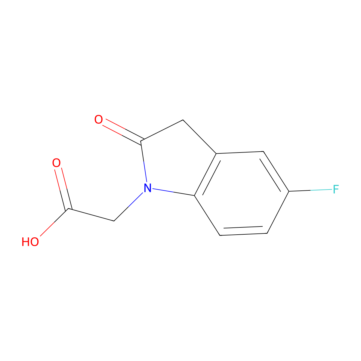 2-(5-fluoro-2-oxo-2,3-dihydro-1H-indol-1-yl)acetic acid molecular structure, CAS 1538941-50-2