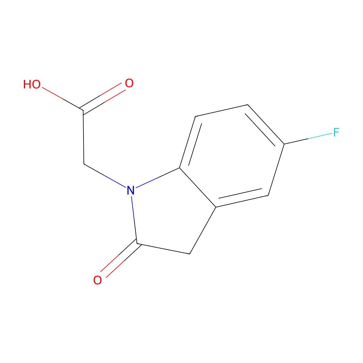 2-(5-fluoro-2-oxo-2,3-dihydro-1H-indol-1-yl)acetic acid molecular structure, CAS 1538941-50-2