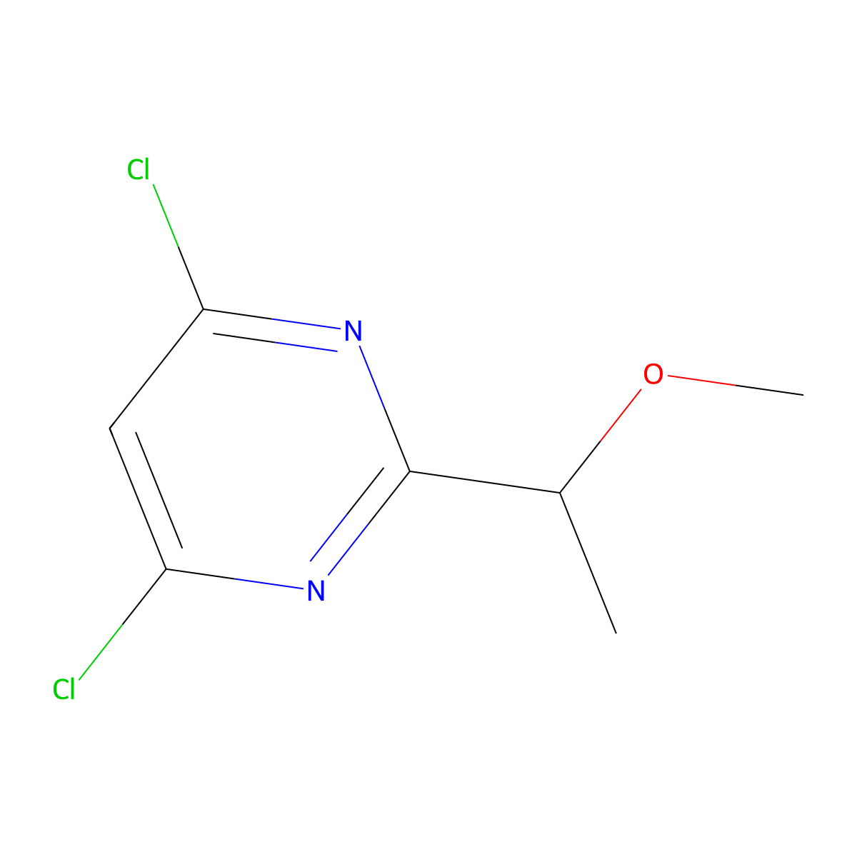 4,6-Dichloro-2-(1-methoxyethyl)pyrimidine molecular structure, CAS 1538944-73-8