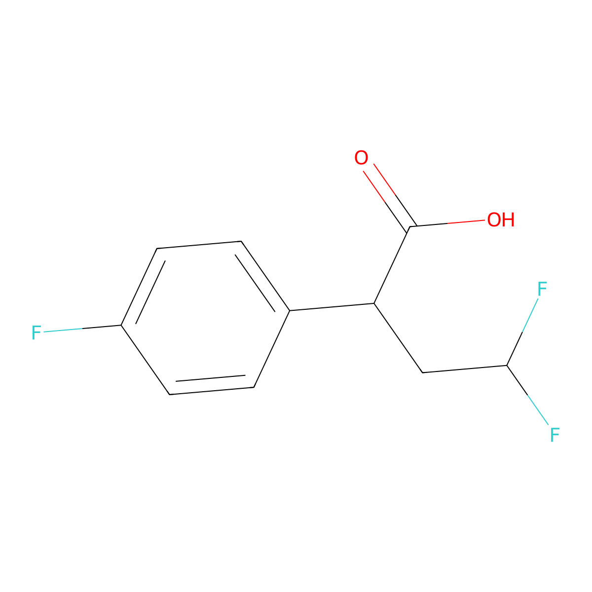 4,4-Difluoro-2-(4-fluorophenyl)butanoic acid molecular structure, CAS 1538957-14-0