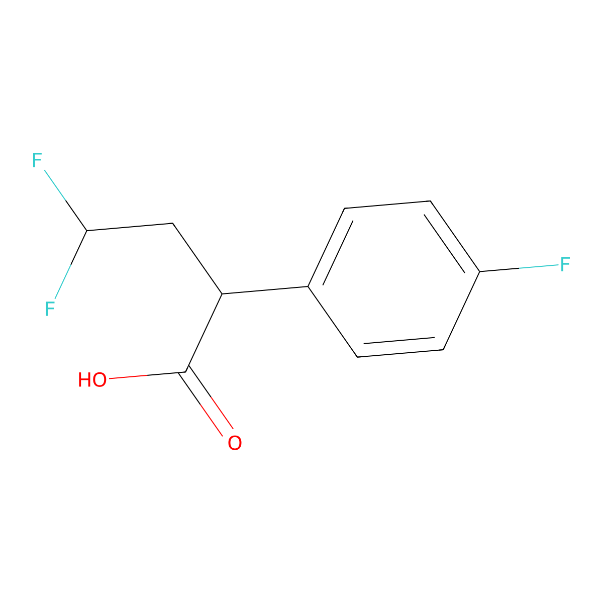 4,4-Difluoro-2-(4-fluorophenyl)butanoic acid molecular structure, CAS 1538957-14-0