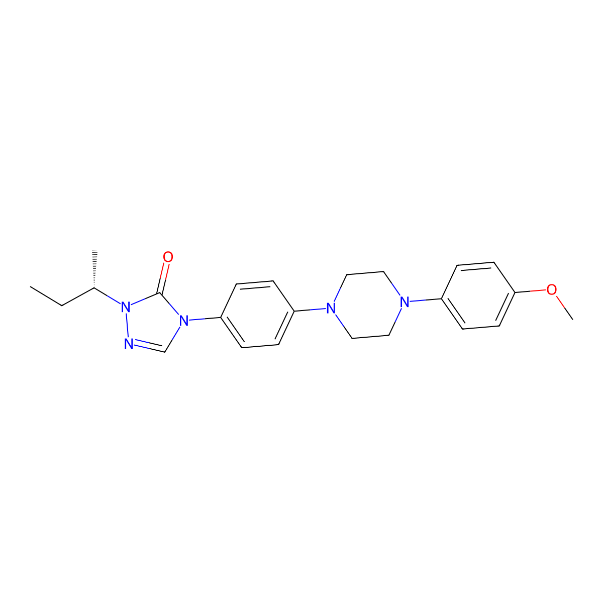 2-sec-Butyl-4-(4-(4-(4-methoxyphenyl)piperazin-1-yl)phenyl)-2H-1,2,4-triazol-3(4H)-one, (S)- molecular structure, CAS 153896-47-0