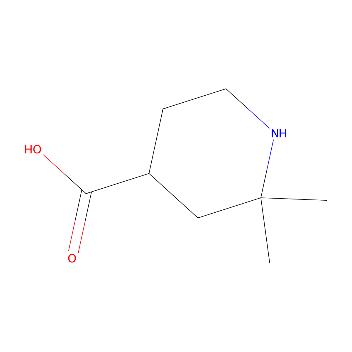2,2-Dimethylpiperidine-4-carboxylic acid molecular structure, CAS 1538967-17-7