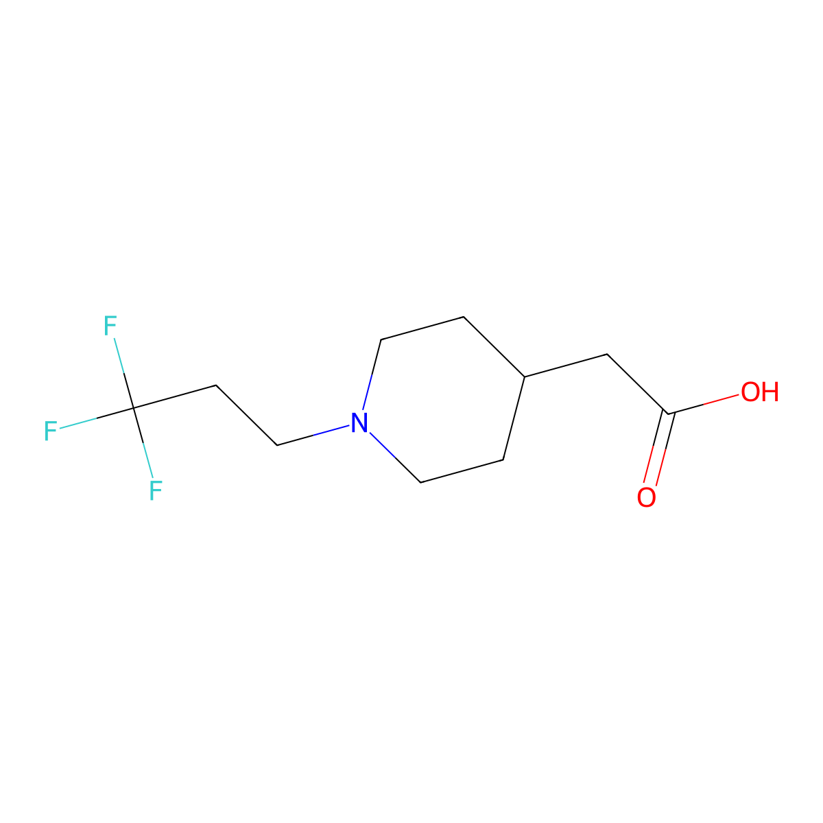 [1-(3,3,3-Trifluoropropyl)piperidin-4-yl]acetic acid molecular structure, CAS 1538980-78-7