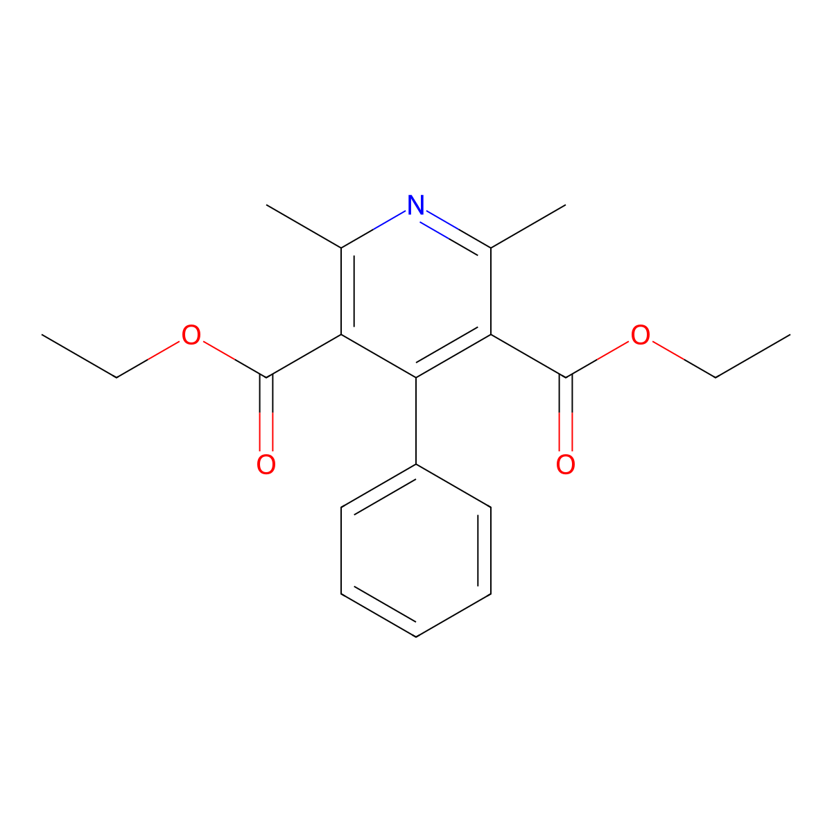 Diethyl 2,6-Dimethyl-4-Phenylpyridine-3,5-Dicarboxylate molecular structure, CAS 1539-44-2