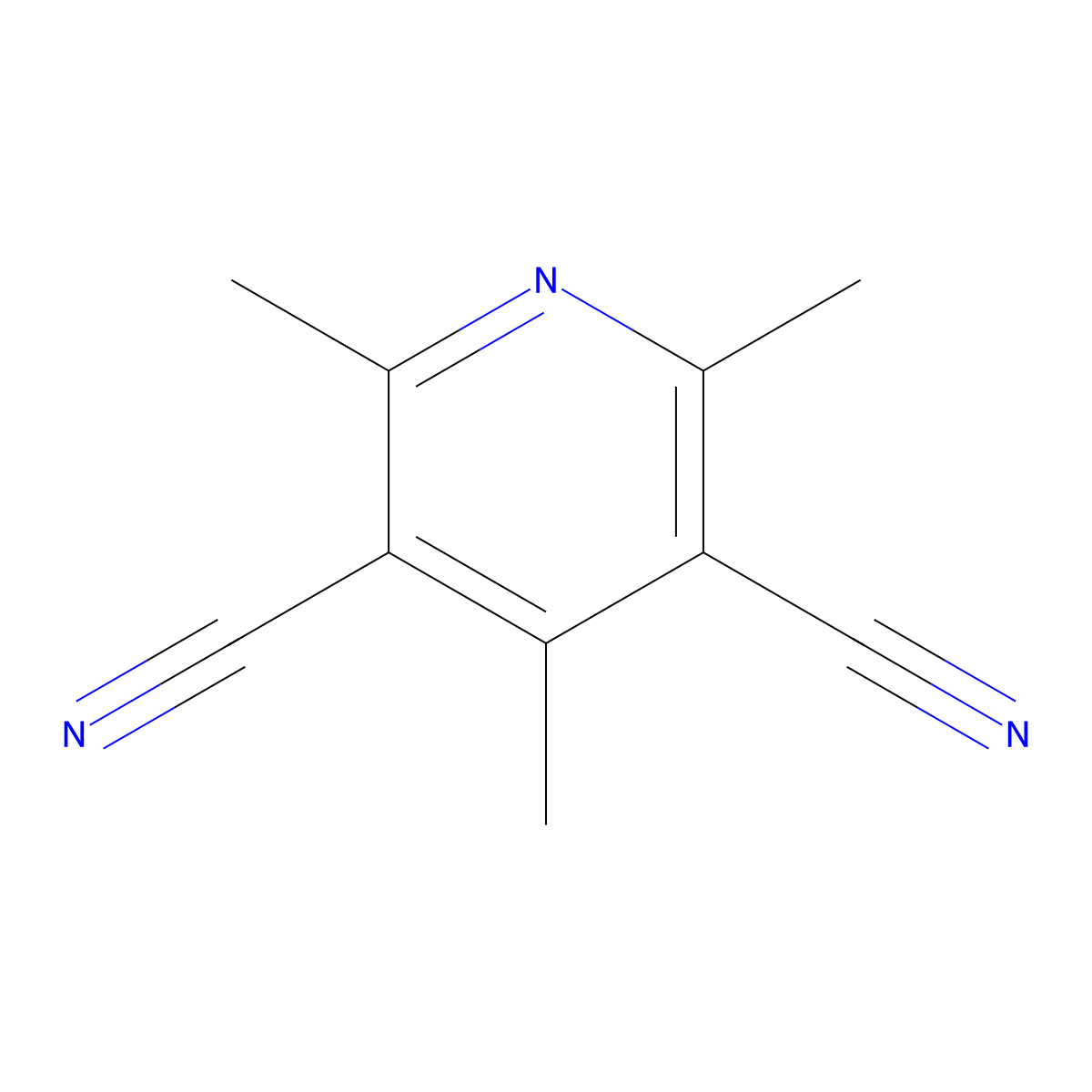 2,4,6-Trimethylpyridine-3,5-dicarbonitrile molecular structure, CAS 1539-48-6