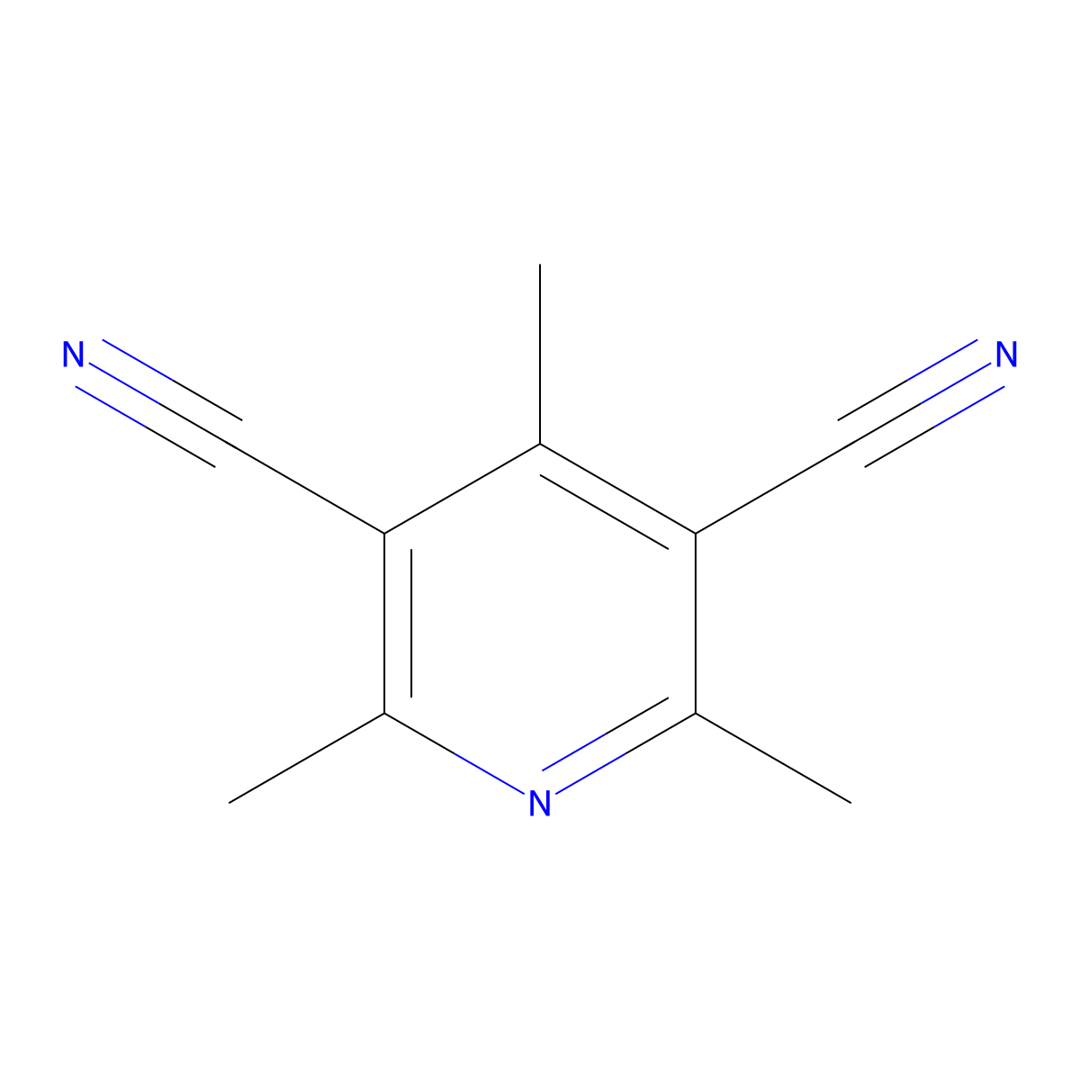 2,4,6-Trimethylpyridine-3,5-dicarbonitrile molecular structure, CAS 1539-48-6