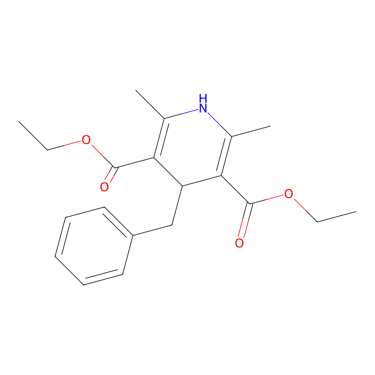 3,5-Diethyl 1,4-dihydro-2,6-dimethyl-4-(phenylmethyl)-3,5-pyridinedicarboxylate molecular structure, CAS 1539-57-7