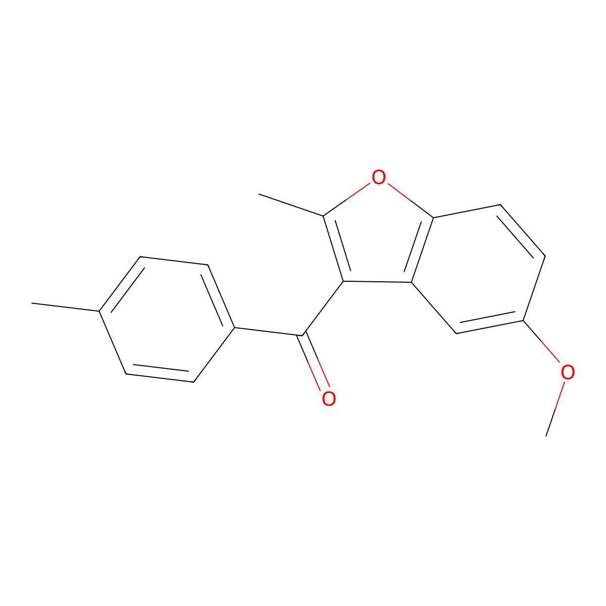 (5-Methoxy-2-methyl-1-benzofuran-3-yl)-(4-methylphenyl)methanone molecular structure, CAS 153903-31-2