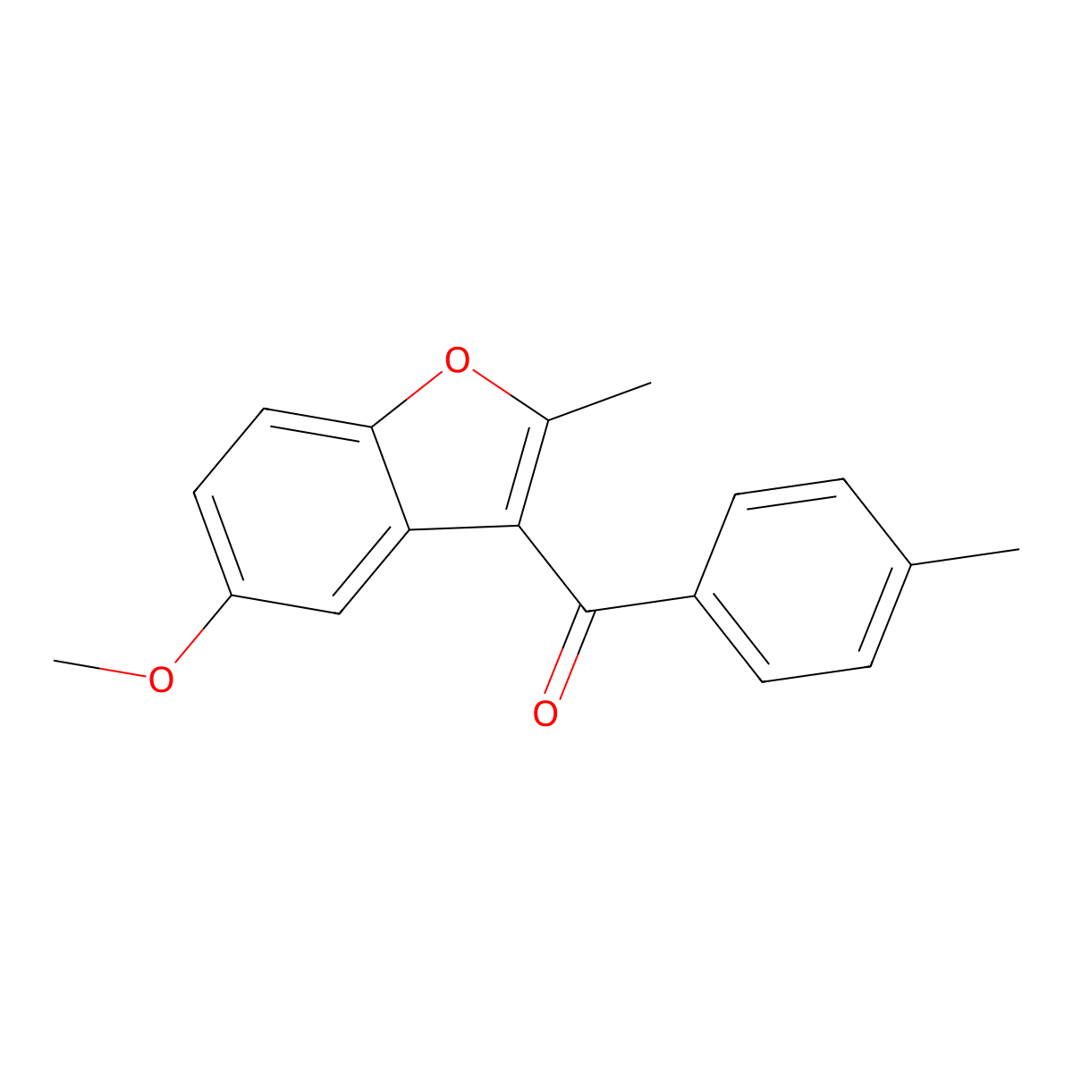 (5-Methoxy-2-methyl-1-benzofuran-3-yl)-(4-methylphenyl)methanone molecular structure, CAS 153903-31-2