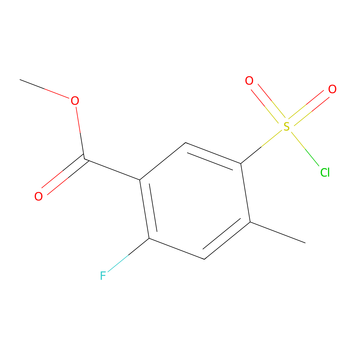 Methyl 5-(chlorosulfonyl)-2-fluoro-4-methylbenzoate molecular structure, CAS 1539059-45-4