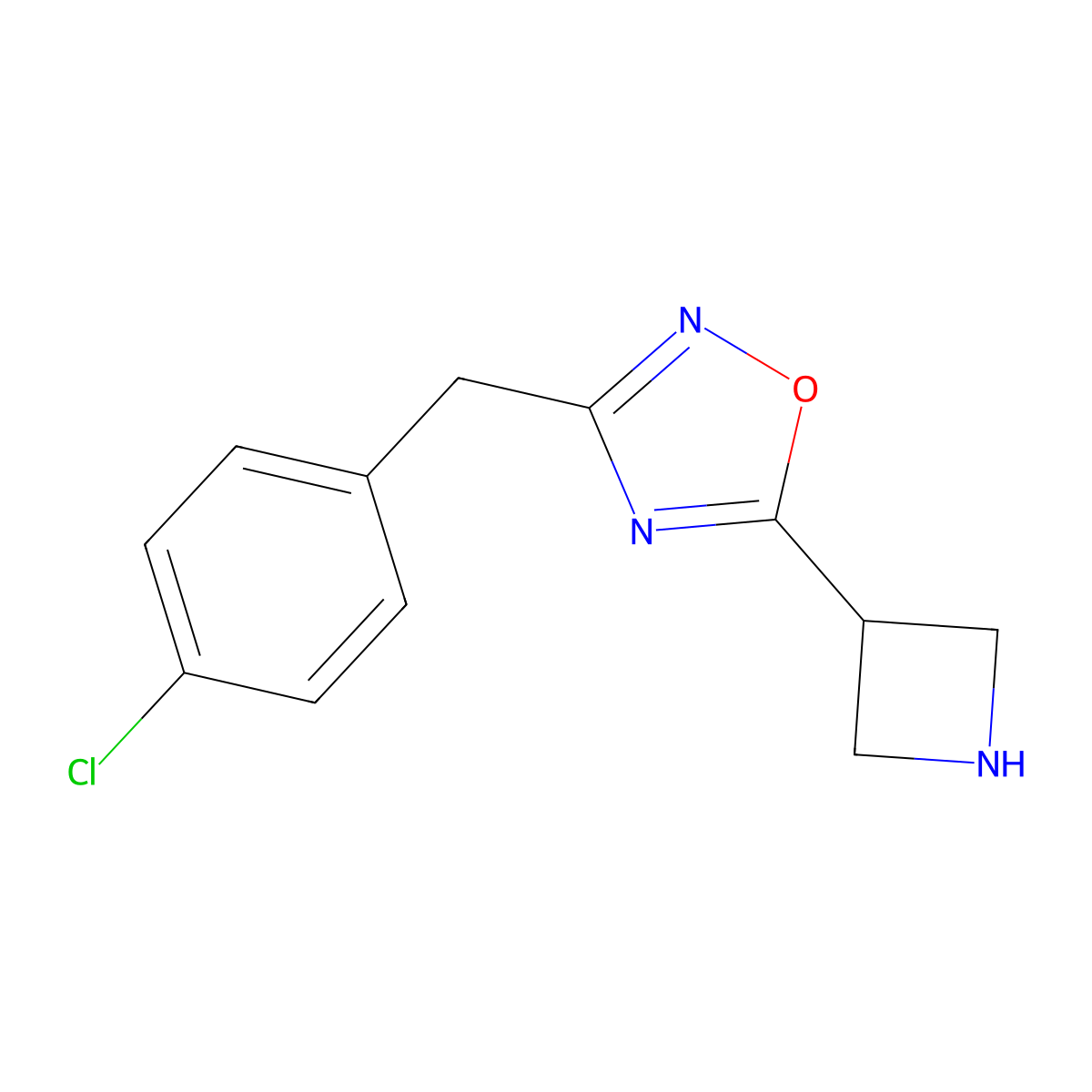 5-(Azetidin-3-yl)-3-(4-chlorobenzyl)-1,2,4-oxadiazole molecular structure, CAS 1539063-65-4