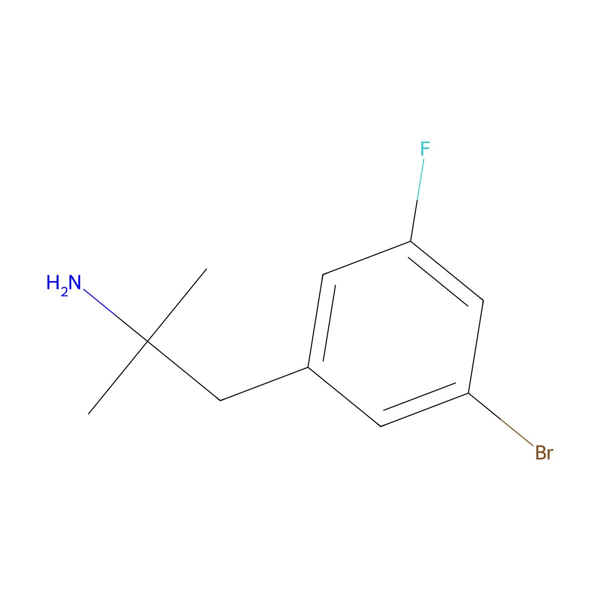 1-(3-Bromo-5-fluorophenyl)-2-methylpropan-2-amine molecular structure, CAS 1539067-46-3