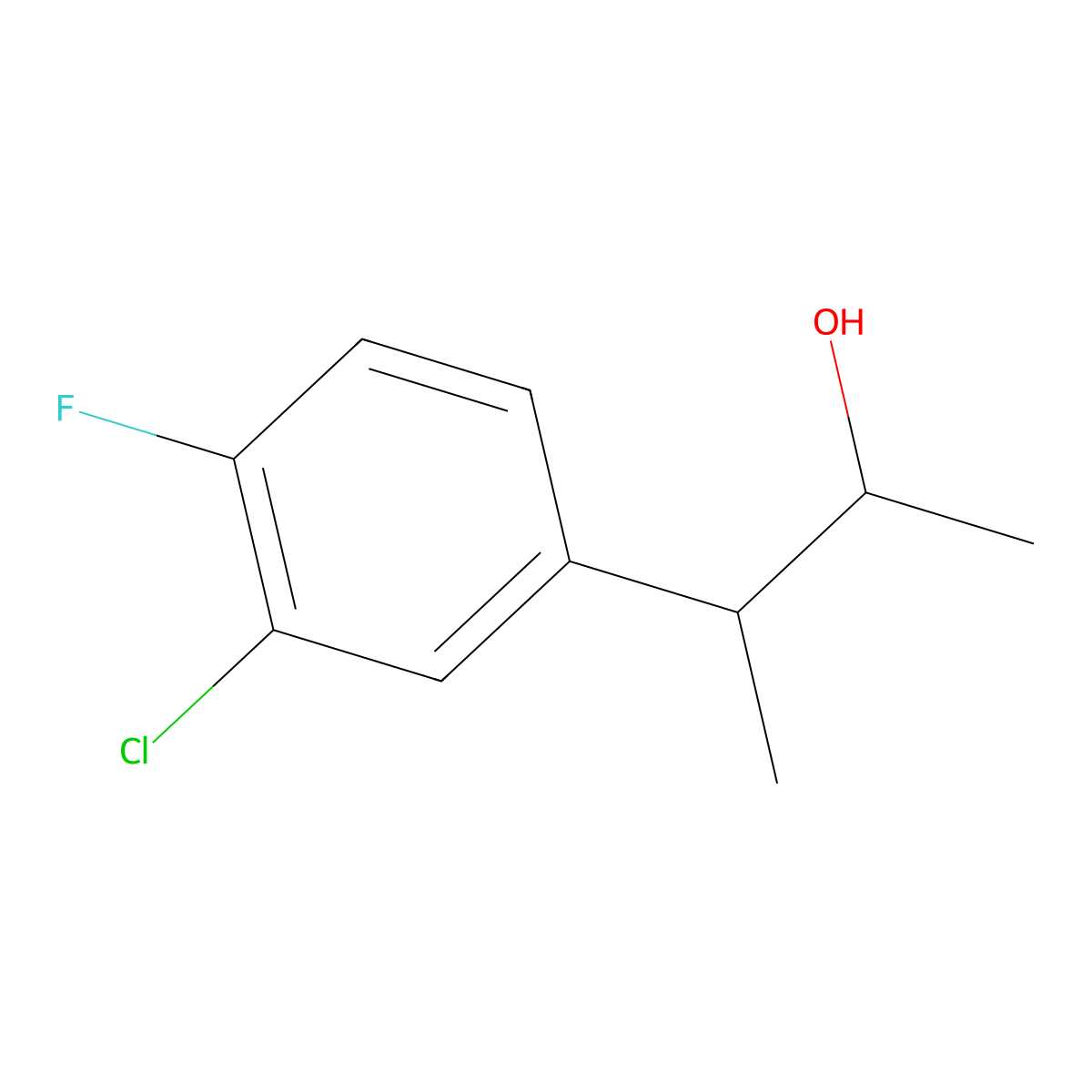 3-(3-Chloro-4-fluorophenyl)butan-2-ol molecular structure, CAS 1539071-18-5