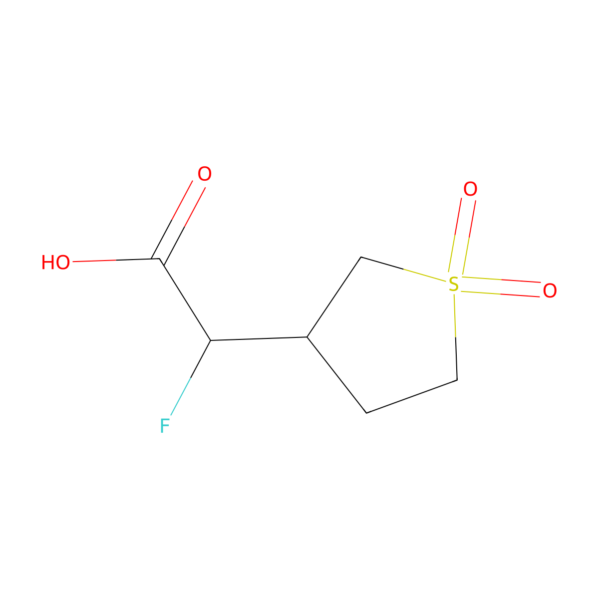 2-(1,1-Dioxo-1lambda6-thiolan-3-yl)-2-fluoroacetic acid molecular structure, CAS 1539079-09-8