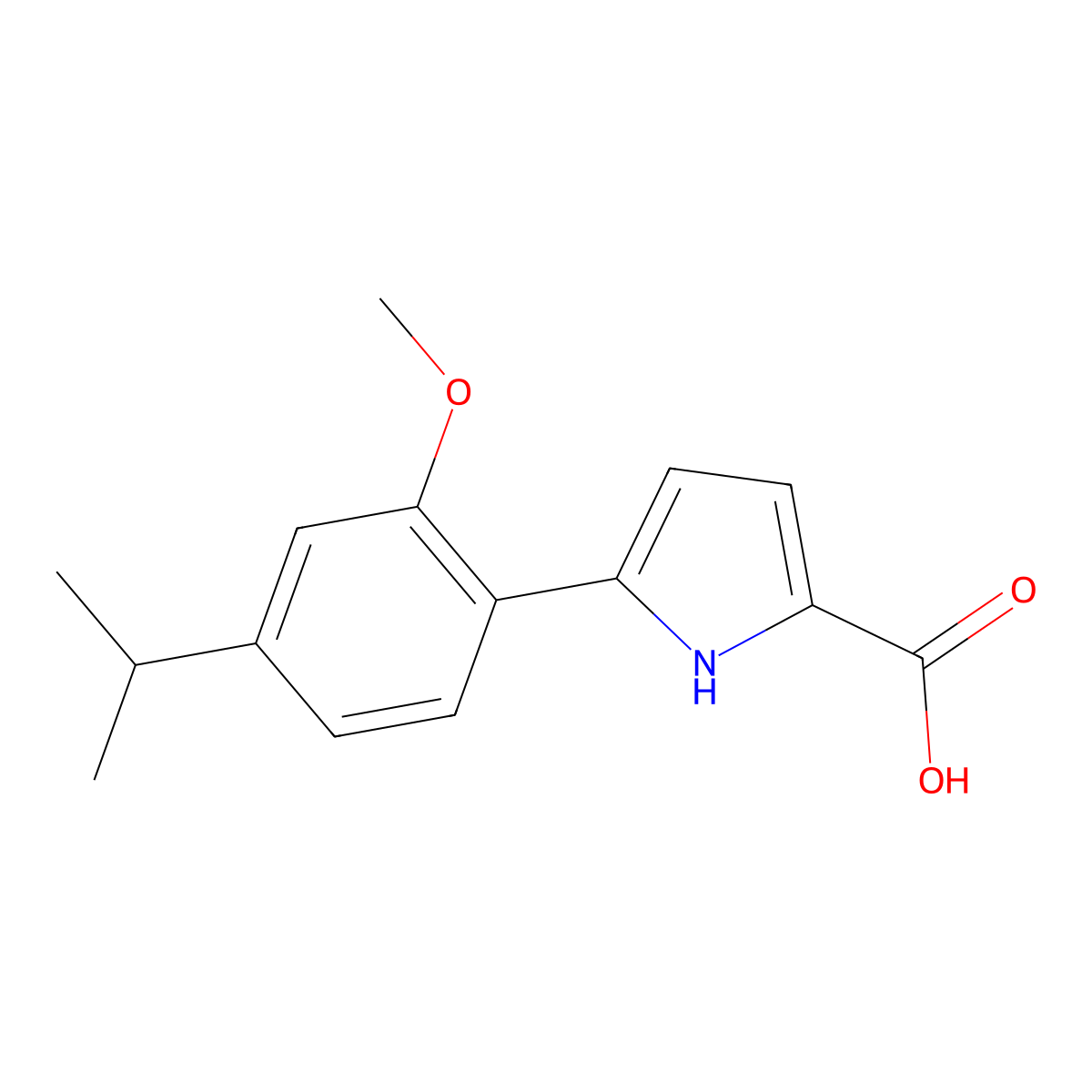 5-(4-Isopropyl-2-methoxyphenyl)-1H-pyrrole-2-carboxylic acid molecular structure, CAS 1539112-22-5