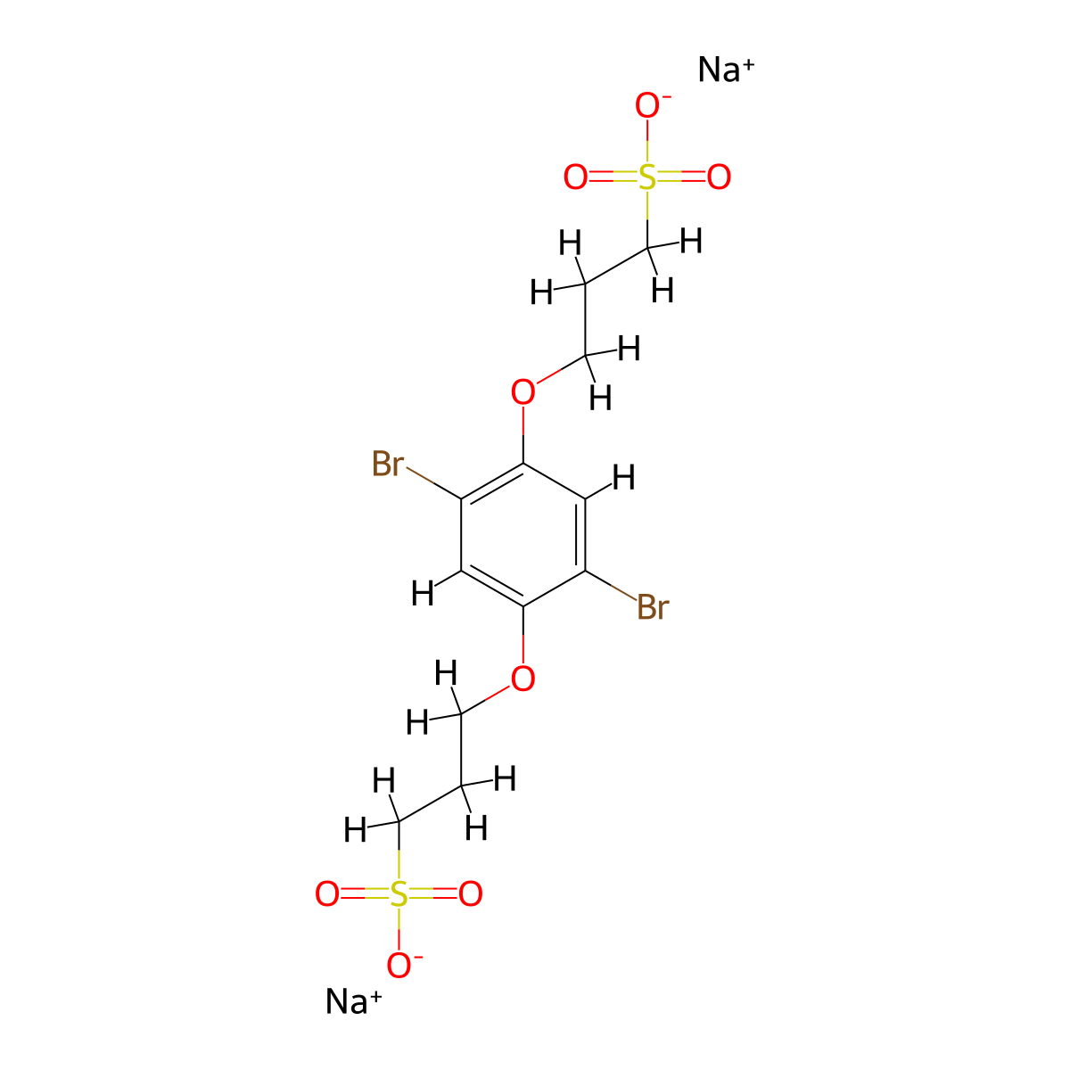 1,4-dibromo-2,5-bis(3-sulfonatopropoxy)benzene disodium salt molecular structure, CAS 153912-33-5